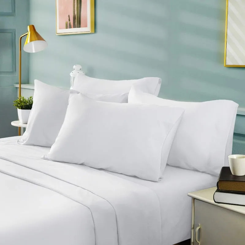 Hotel Luxury King White Bed Sheets Set 1800 Thread Count