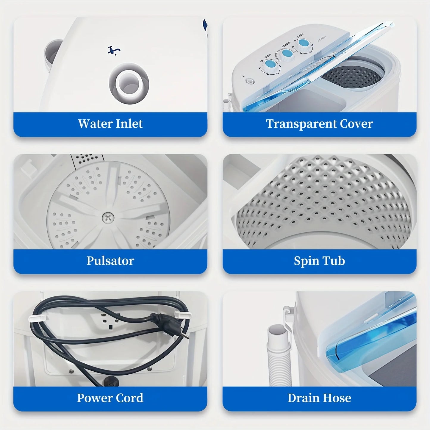 14.5 lb Portable Twin Tub Washing Machine with Spin Dryer for Apartments, RVs, Dorms & Small Spaces