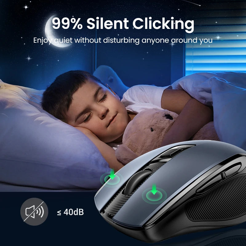 UGREEN Bluetooth Wireless Mouse – Ergonomic Silent Rechargeable Mouse for Laptop & PC