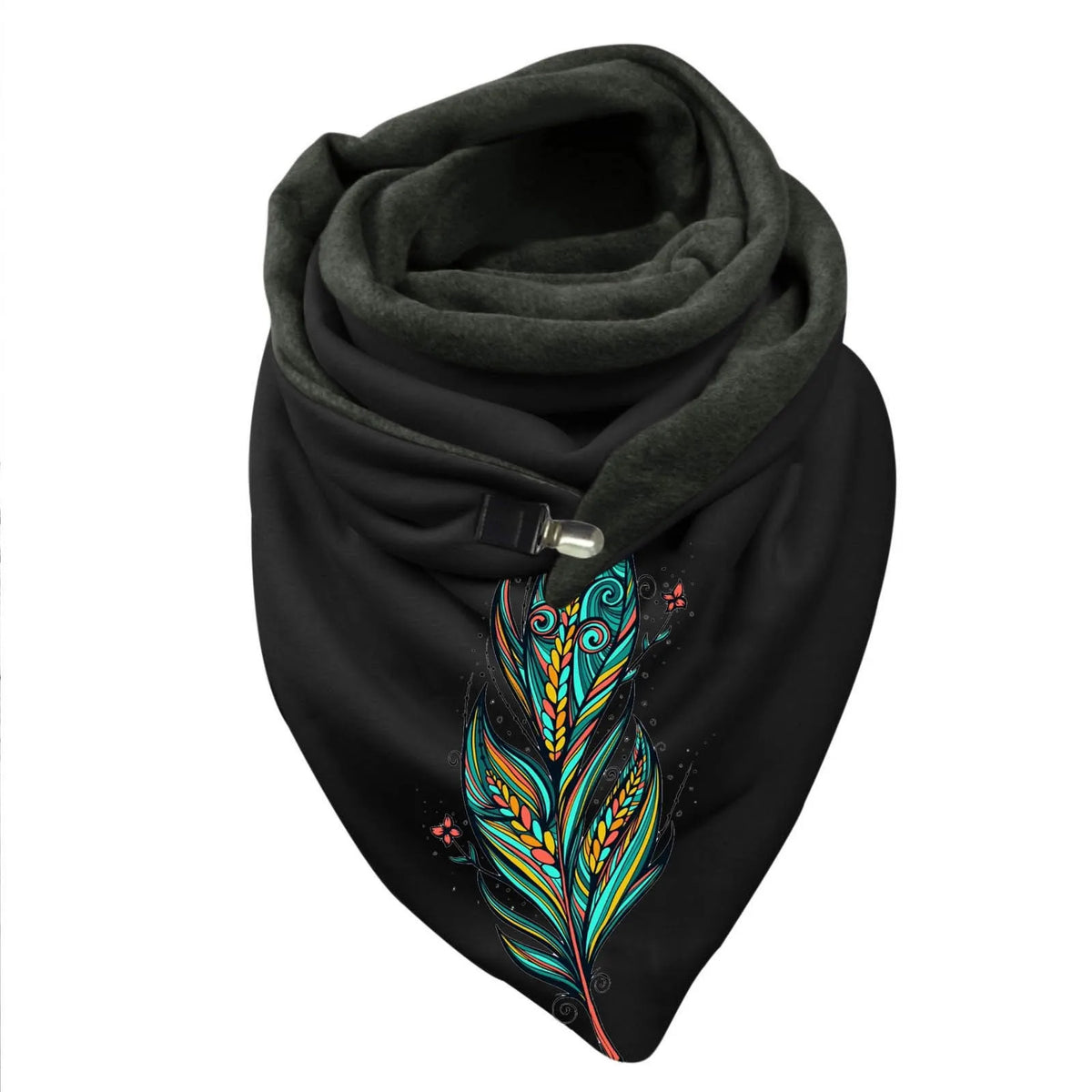 Women’s Embroidered Winter Scarf – Warm Soft Botanical Wrap Shawl