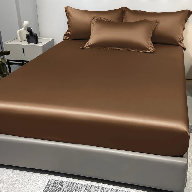 Luxury Satin Fitted Sheet .Silky Soft Deep Pocket Bedding
