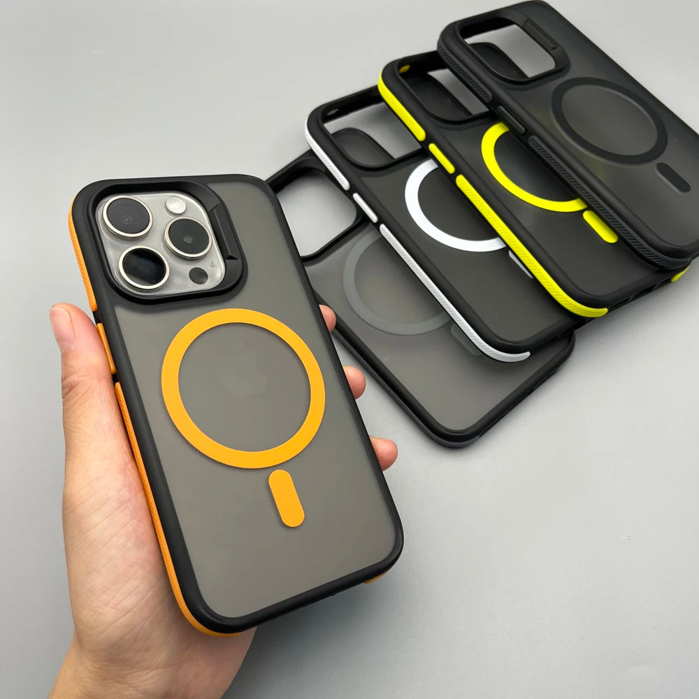 Magnetic Luxury Matte Translucent Armor Shockproof Phone Case For iPhone Samsung