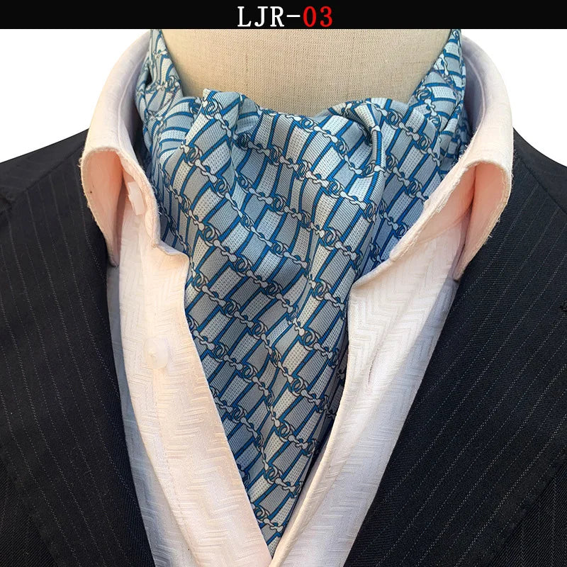 Luxury Men’s Ascot Tie & Pocket Square Set for Weddings, Business & Formal Wear