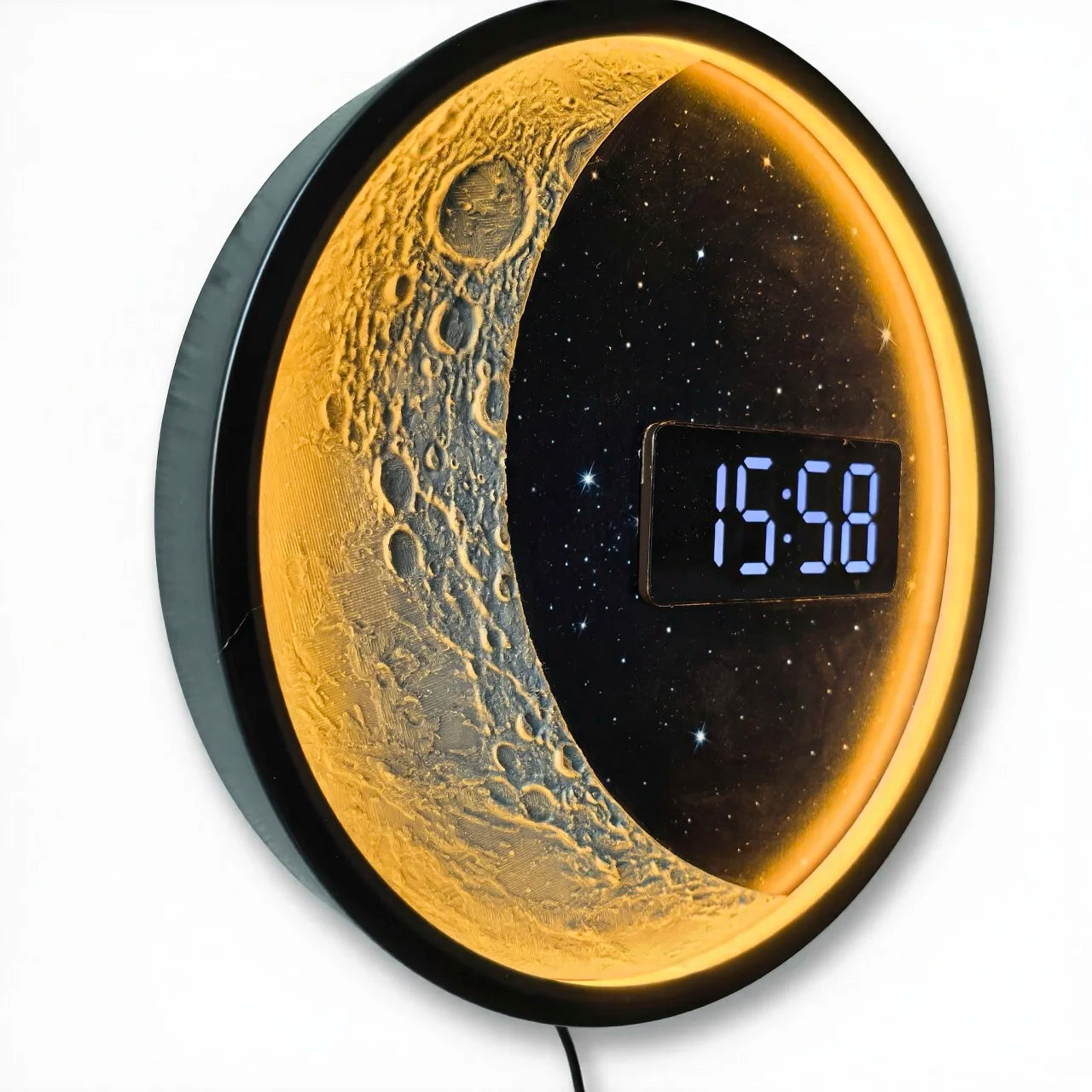 Luna Glow Moon Phase LED Digital Wall Clock