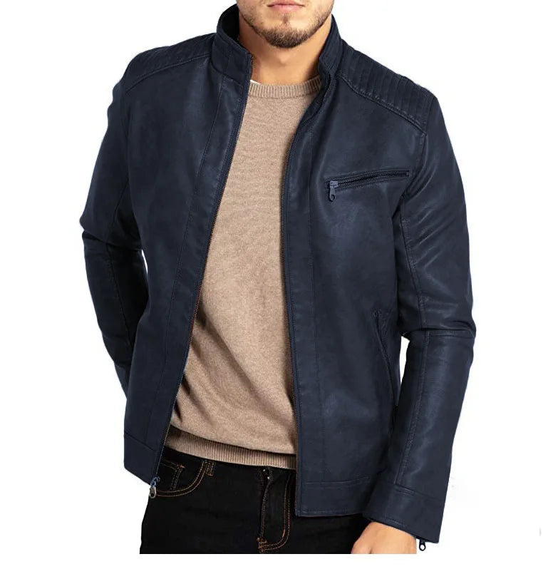 Men’s Classic Faux Leather Zip Jacket
