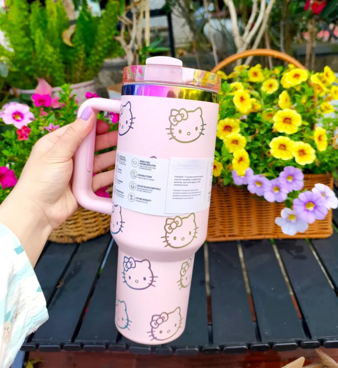 40 oz Stainless Steel Vacuum Insulated Water Bottle with Handle. Double Wall Travel Tumbler for Hot & Cold Drinks