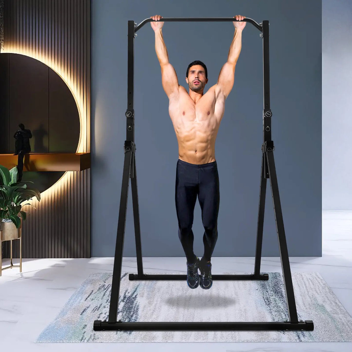 Adjustable Pull-Up Station.Heavy-Duty Home Strength Training Tower