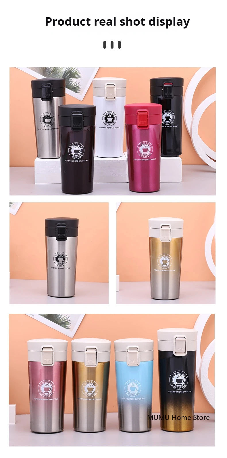 380ML/510ML Thermal Mug Double-layer Stainless Steel Coffee Cup Tea Vacuum Flask Thermos Water Bottle Leak-proof Thermos Mug