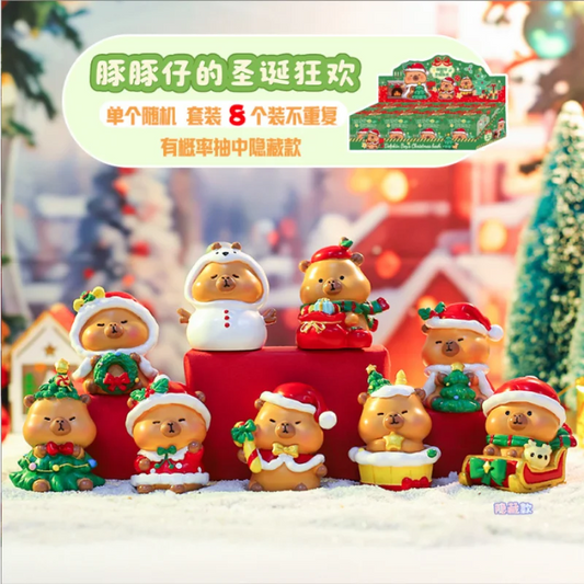 Christmas Capybara Blind Box Simulation Mini Capibara Action Figures Doll Children Birthday Christmas Toy Gift