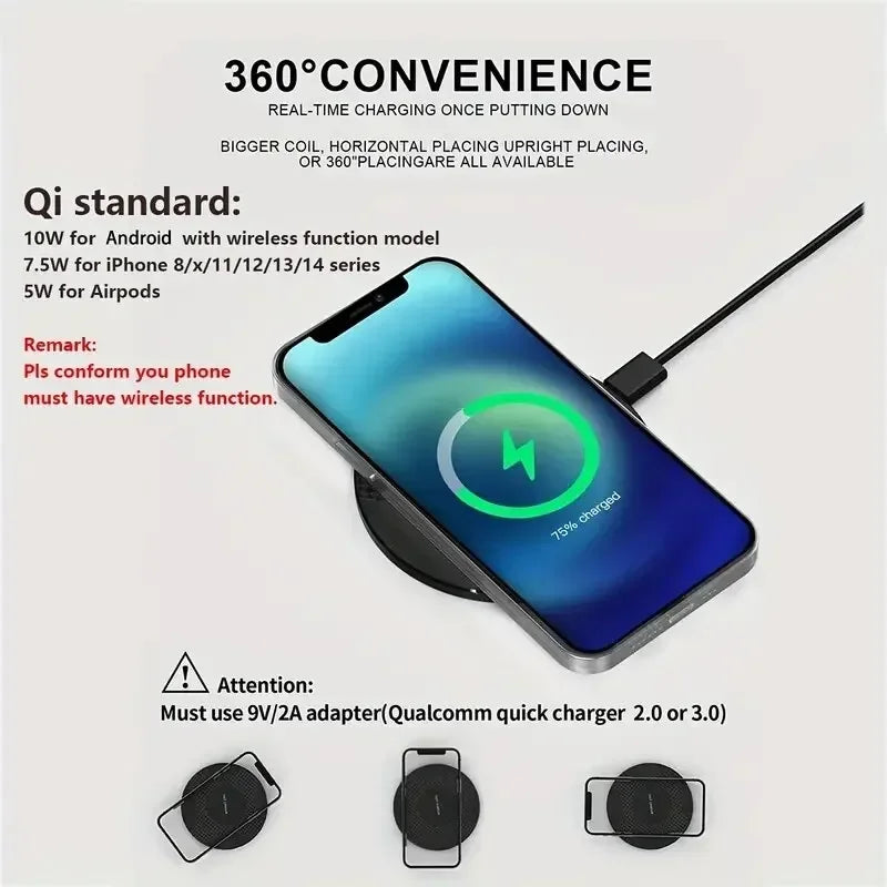 Ultra Thin Wireless Fast Charging Pad for Smartphones  Universal Qi Charging Dock
