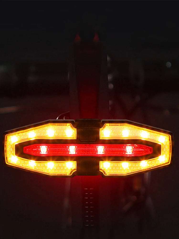 Rechargeable Bike Tail Light with Turn Signals Warning Bike Lights Wireless Remote Control Cycling Back Light for Night Riding
