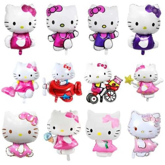 12Pcs Kitty Foil Balloons for Girls Birthday Party Baby Shower and ' Celebration Decorations Shimmering Metallic CatThemed Ball