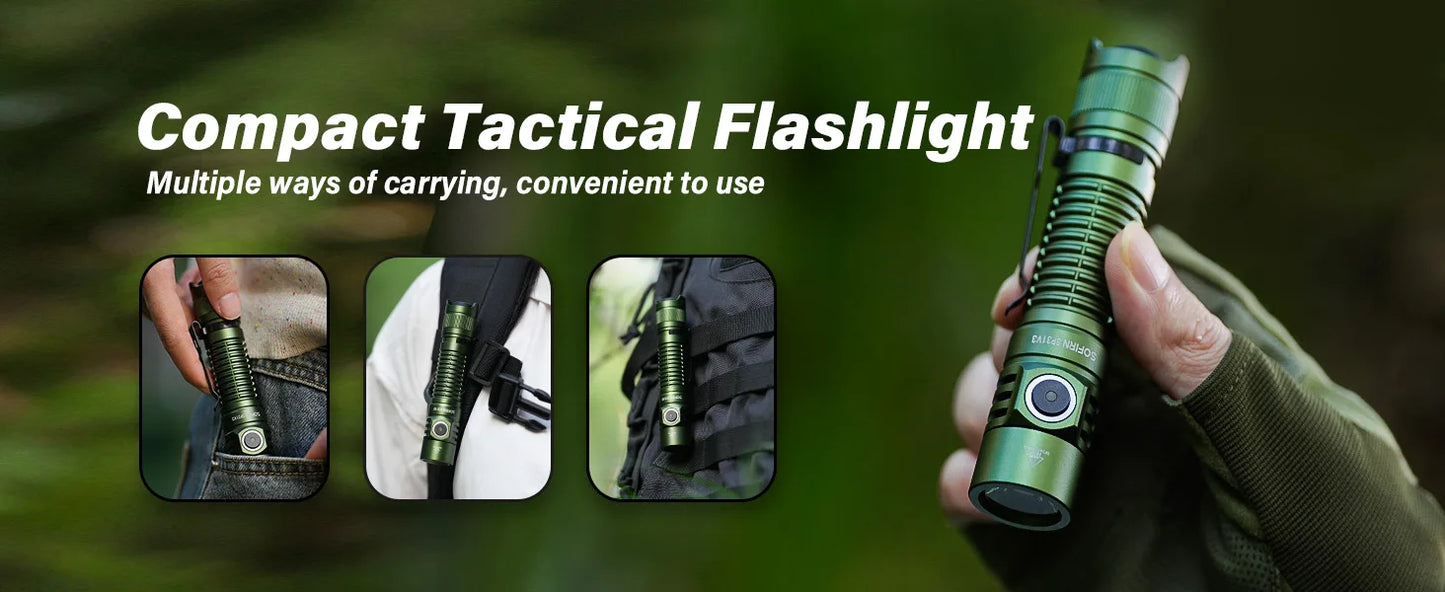 Rechargeable Tactical LED Flashlight .2000 Lumen Long-Range USB-C Flashlight