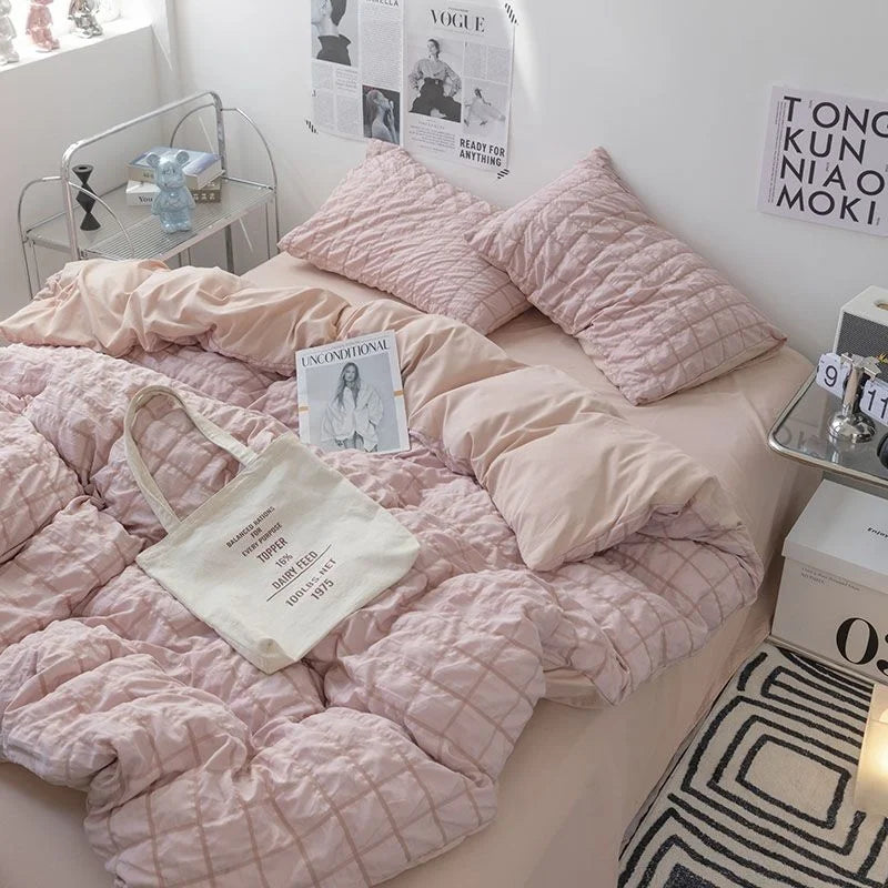 Romantic Ruffled Solid Color Bedding Set