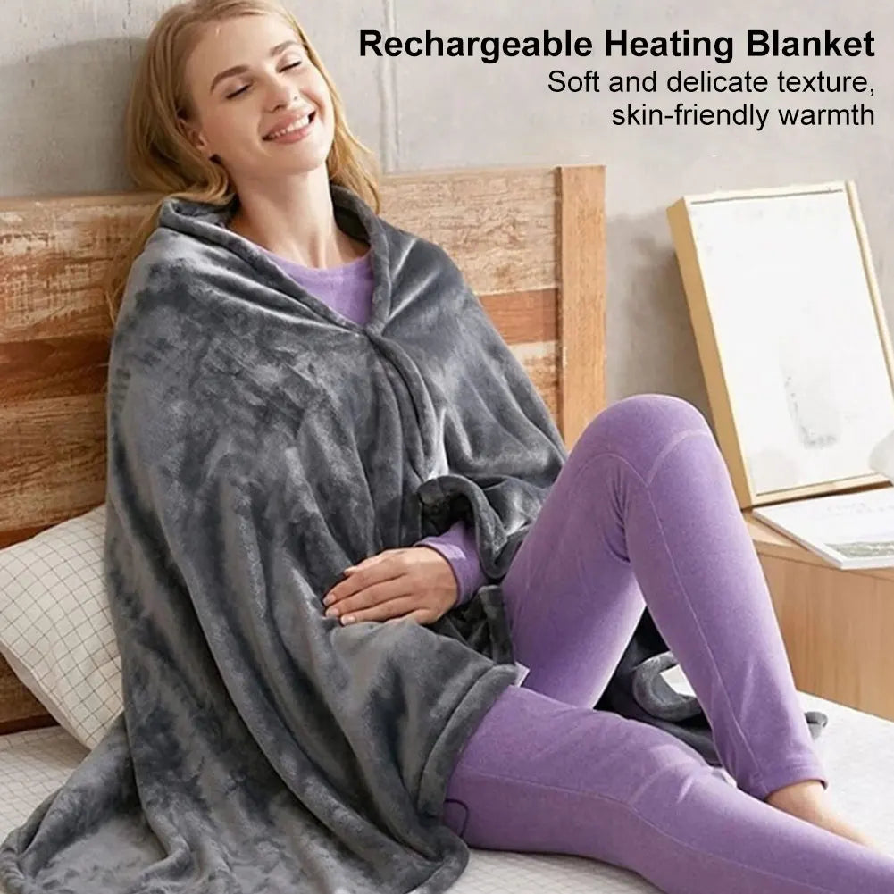 USB Electric Heated Blanket 3 Heating Levels Fleece Heated Blanket Wearable Heating Lap Blanket for Household and Office