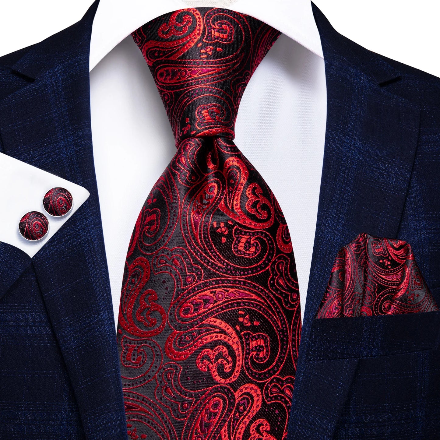 Luxury Paisley Silk Men’s Necktie .Formal Business Wedding Tie Set