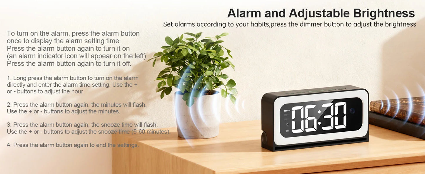 Wesecuu Smart Clock Camera, 2K Indoor Cameras for Home Security, Nanny Camera 5G WiFi Security Cameras Wireless, Two-Way Talk,