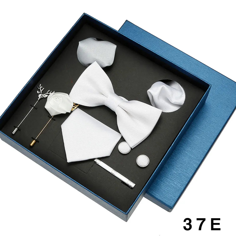 Luxury Men’s Bow Tie Gift Set with Pocket Square, Cufflinks & Lapel Pin
