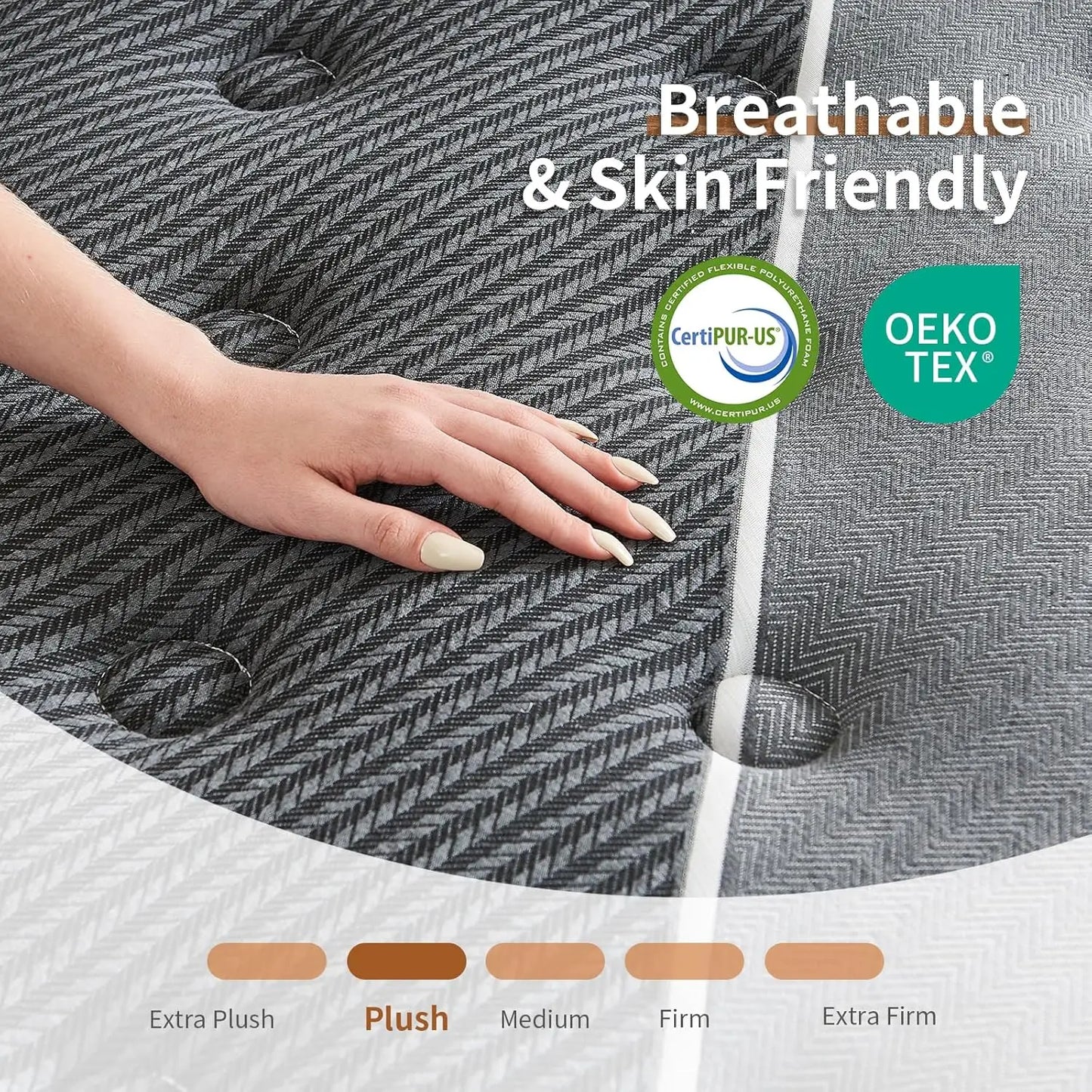 King Mattress 12 Inch Hybrid Mattress in a Box Medium Firm Memory Foam and Individual Pocket Springs for Pressure Relief CertiPU