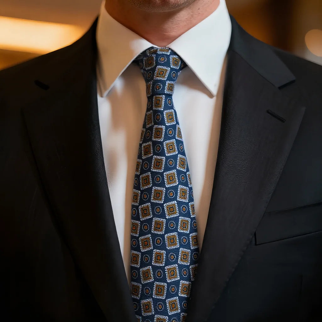Luxury Men’s Silk Geometric Necktie for Business, Weddings & Formal Events