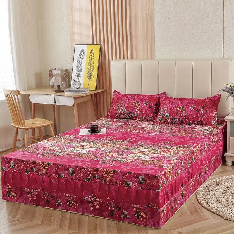Bedroom Flat Sheets Bed Printed Fashion Modern Queen King Size Washed Cotton Comfortable Bedding Mattress Cover Bedspread New