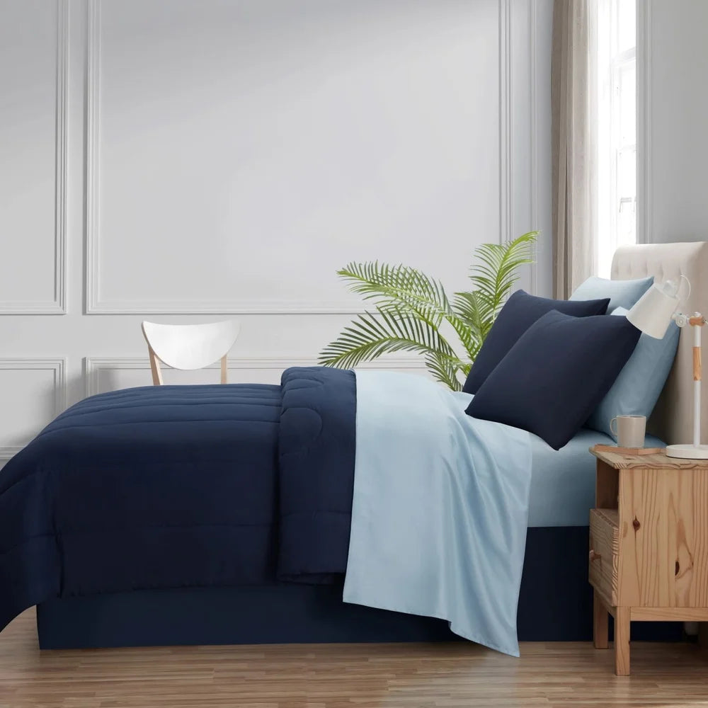 7 Piece Reversible Bed In A Bag Comforter Set Queen Size