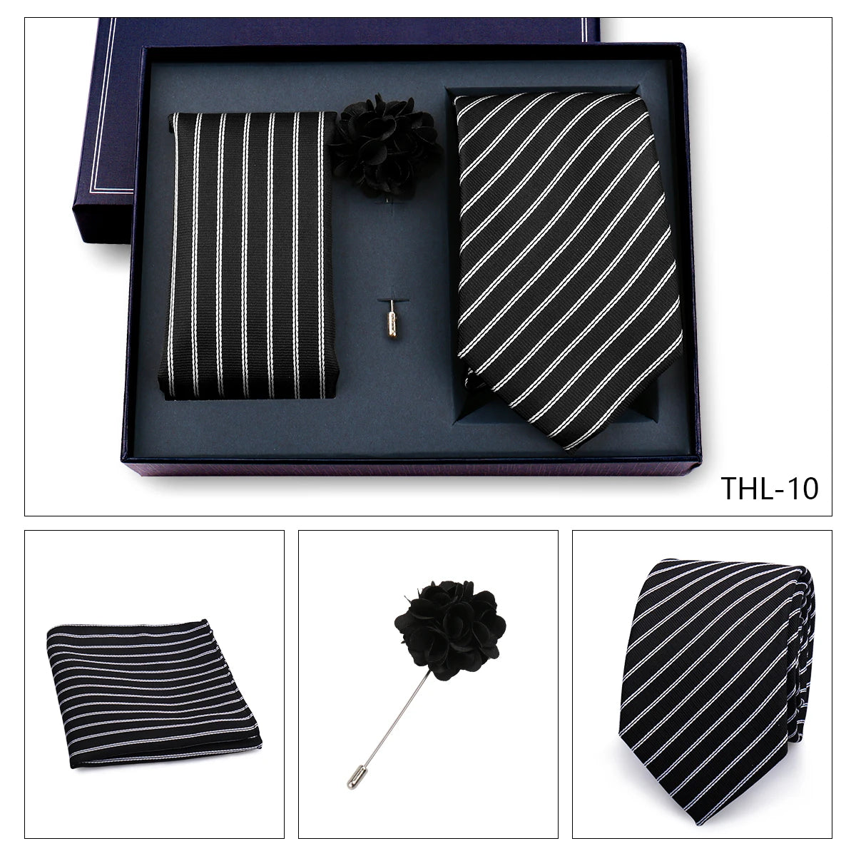 Luxury Men’s Paisley Necktie Gift Set. Silk Tie, Pocket Square, Cufflinks & Gift Box for Weddings & Business