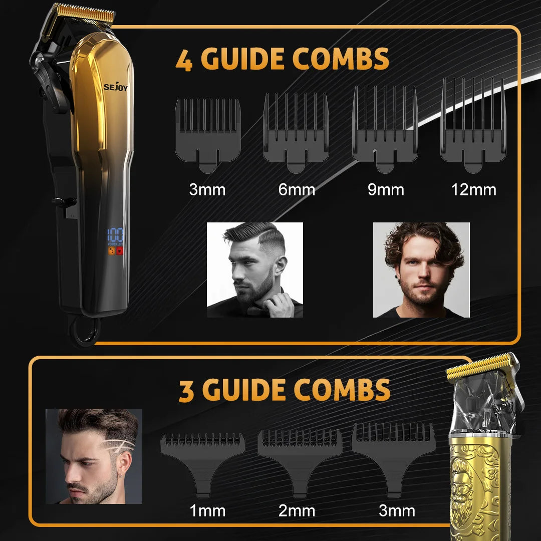 Rechargeable Hair Clippers Kit for Men,Professional Clippers and Trimmers Set,Cordless Hair Beard Trimmer, Barber Clippers,Gift