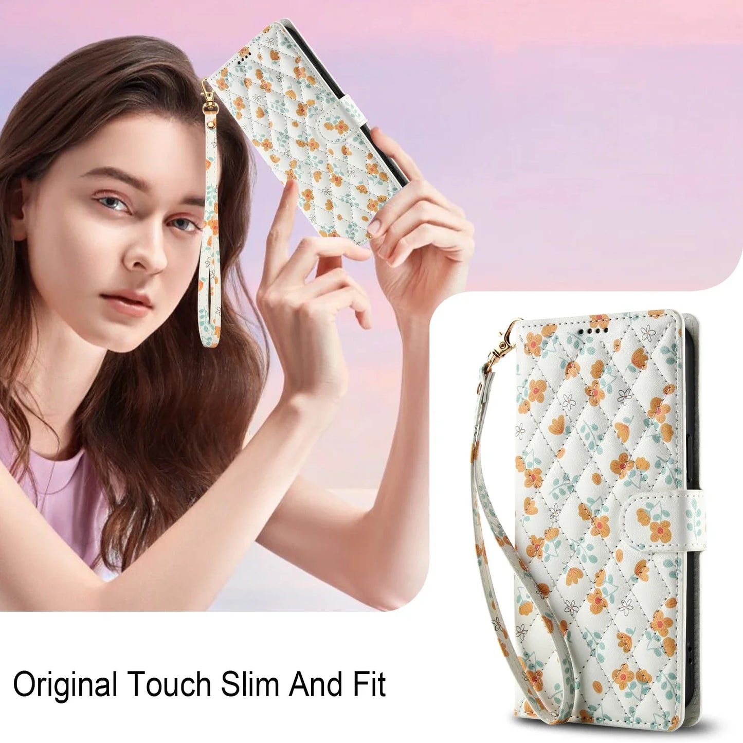 Luxury Floral Leather Wallet Case for iPhone Magnetic Shockproof Card Holder Phone Case