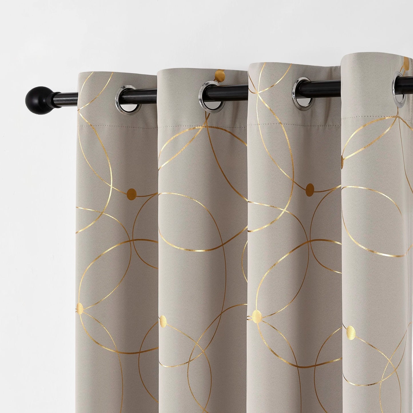 2PCS Golden Wave Blackout Thermal Insulated Curtains