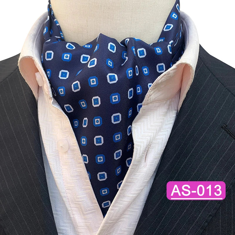Luxury Men’s Ascot Tie & Pocket Square Set for Weddings, Business & Formal Wear