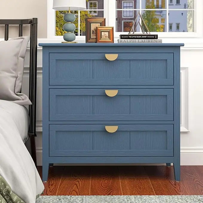 3 Drawers Dresser for Bedroom Set  Modern Wood Chest of Drawers Cabinet  Farmhouse Large Nightstand with Drawers  30 Inch Wide N