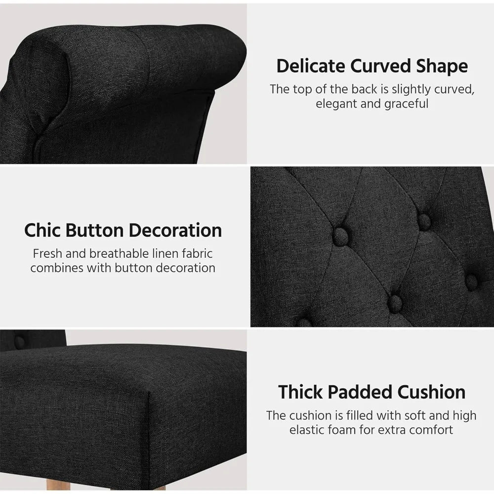 Tufted Dining Chairs Set of 4 Parsons Kitchen Chairs Stylish Dining Room Chair Upholstered Fabric Chairs with Solid Wood Legs