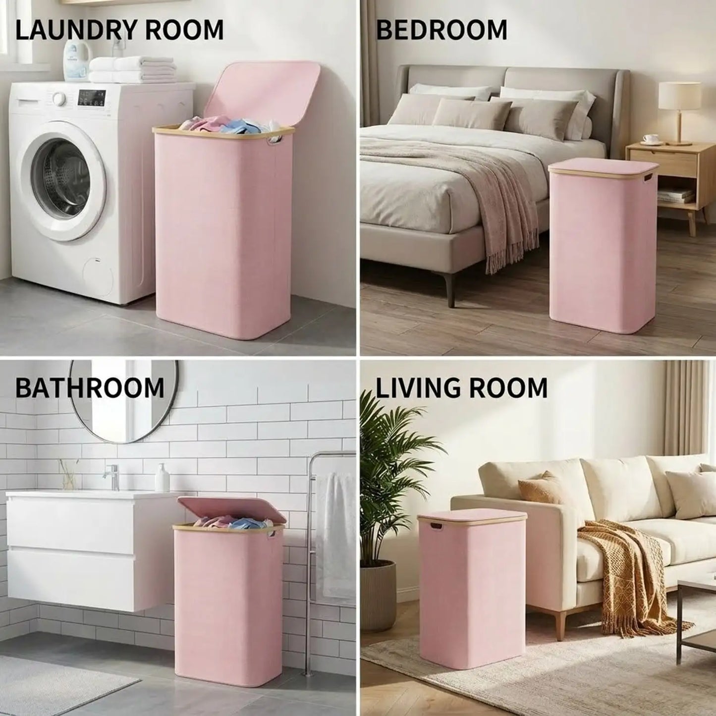 110L Large Capacity Laundry Hamper with Lid & Handles.  Collapsible Oxford Fabric Basket