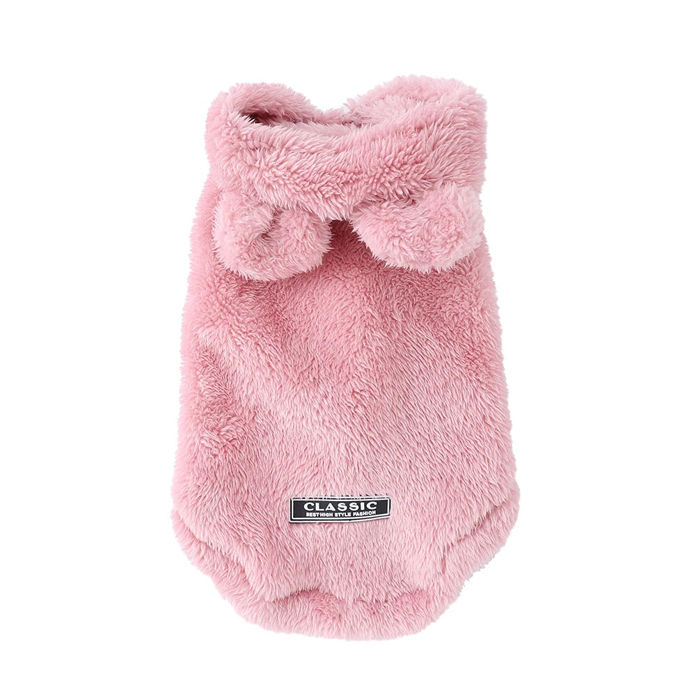 Cute Bear Ear Hooded Pet Sweater. Warm Fleece Puppy & Cat Winter Hoodie