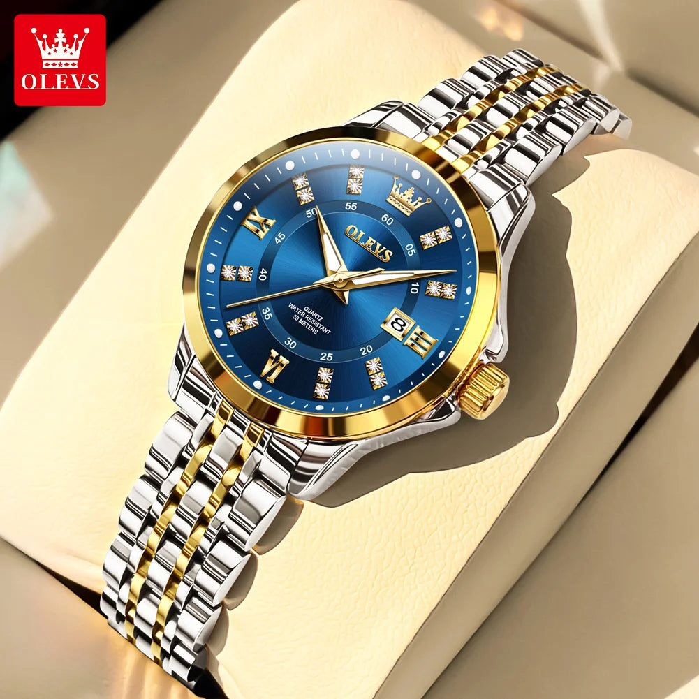 Women’s Elegant Two-Tone Watch – Classic Round Dial & Metal Bracelet