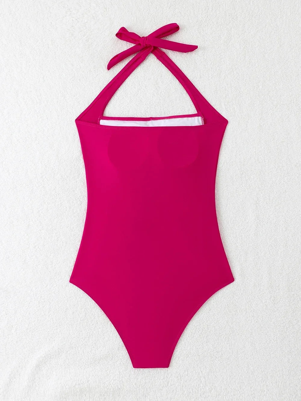 Women’s Solid Halter One-Piece Swimsuit.  Backless Push-Up Swimwear  Description