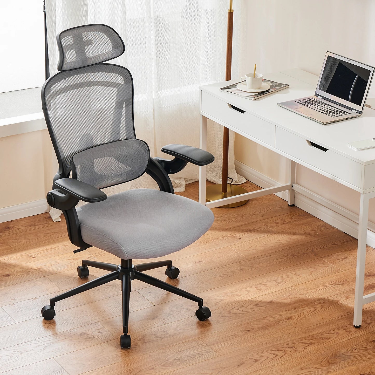 JHK Ergonomic Mesh Office Chair with Adjustable Lumbar Support, High Back, 120° Recline, Flip-Up Armrests & Headrest