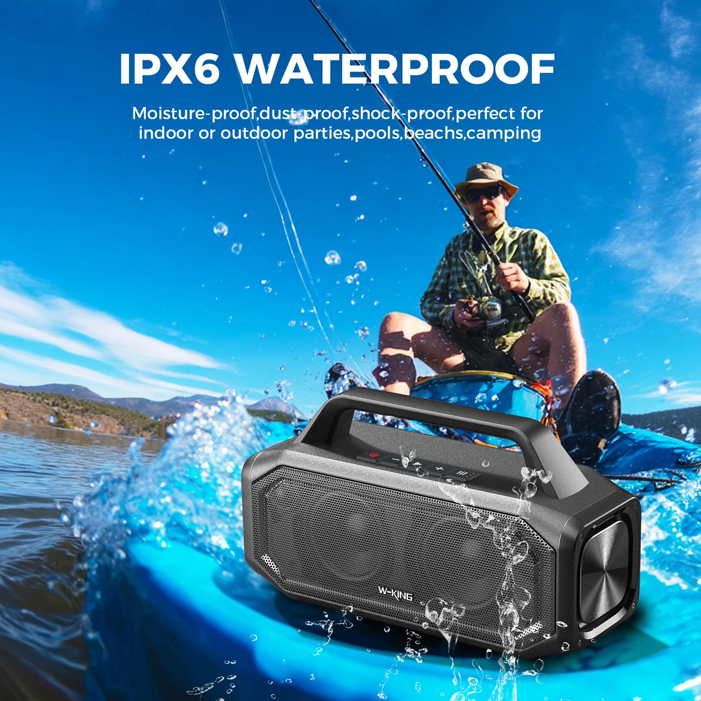 W-KING Portable Bluetooth Speaker.Waterproof Wireless Outdoor Speaker with Deep Bass & Power Bank