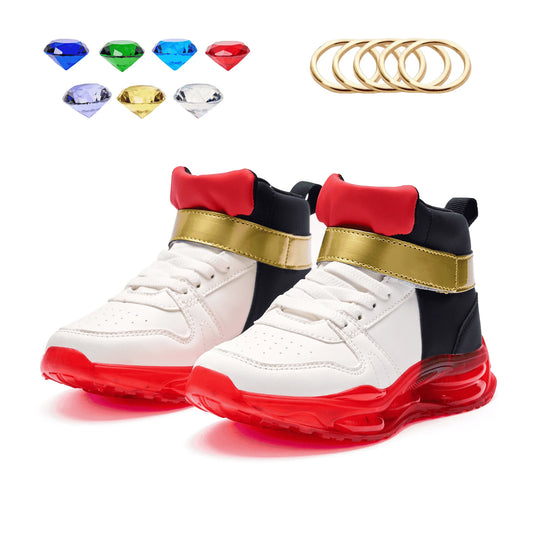 Kids LED Light Up High Top Sneakers. Breathable Non-Slip Casual Running Shoes for Boys & Girls