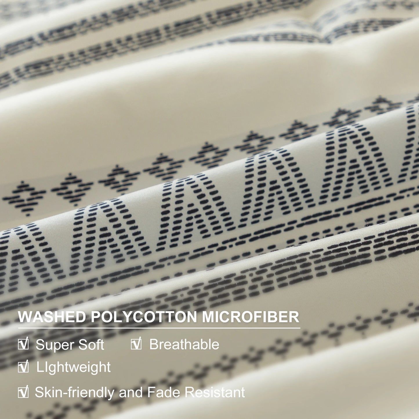 Ultra-Soft Boho Comforter Sets, Lightweight Brushed Microfiber Bohemian Chic Striped  Bedding Quilt Down Comforter Pillowsham