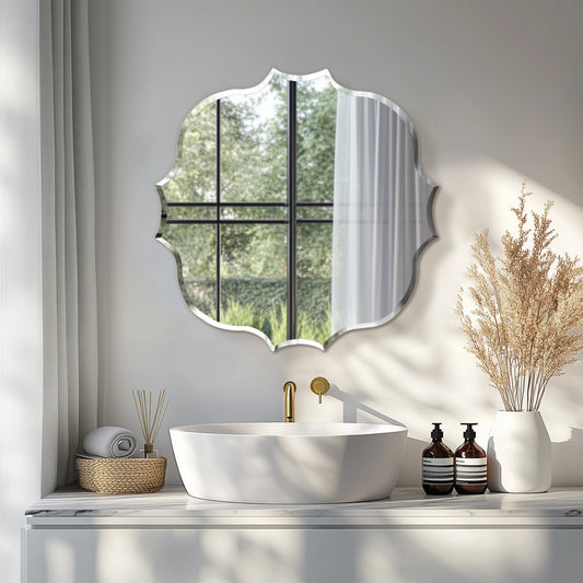 Wisfor Scalloped Edge Frameless Bathroom Wall Mirror