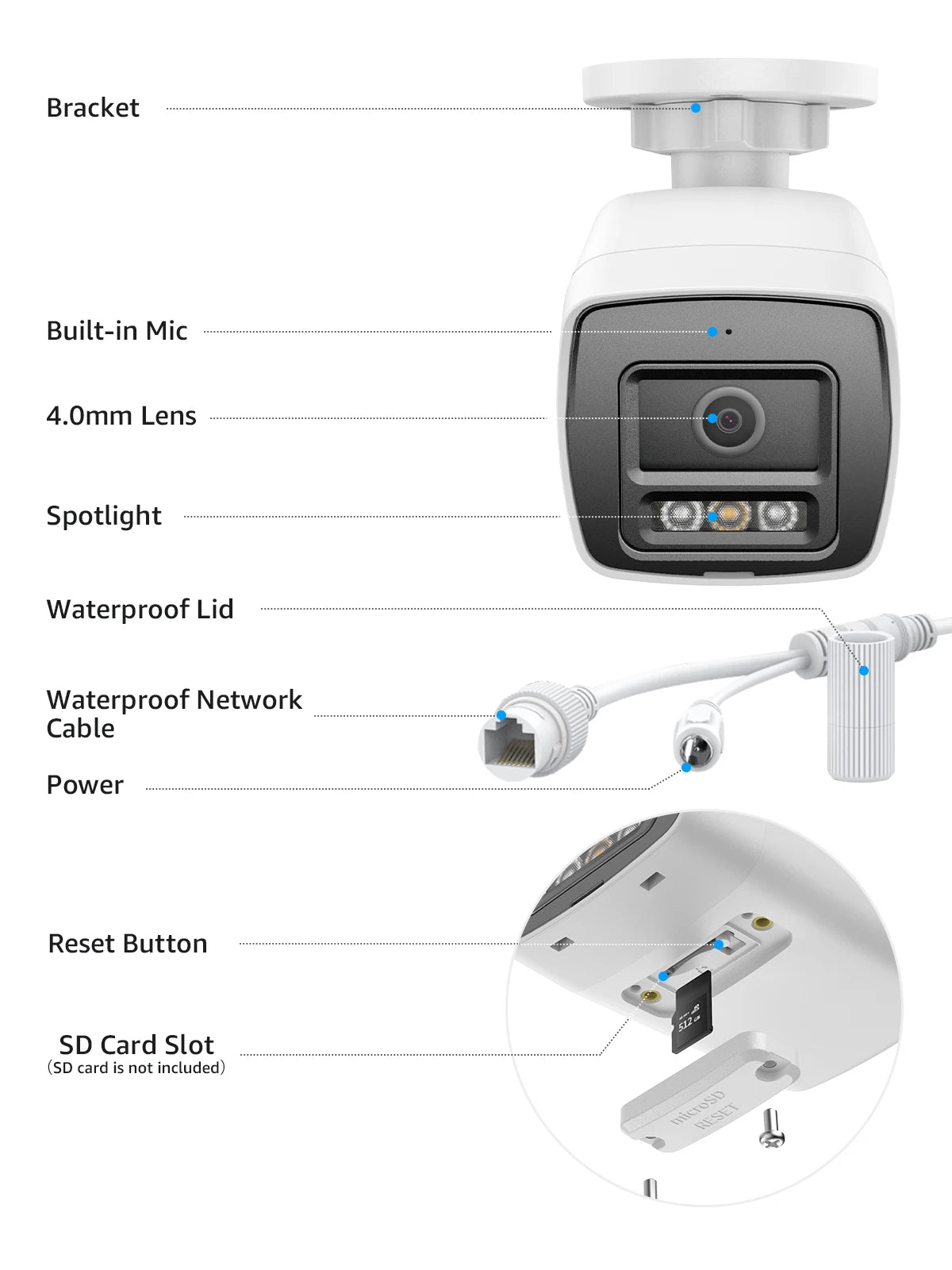 Annke 8MP 4K HD IP Security Camera Poe Dual Light Audio Fixed Bullet Camera Human Vehicle Detection 256G SD Storage ONVIF IP67