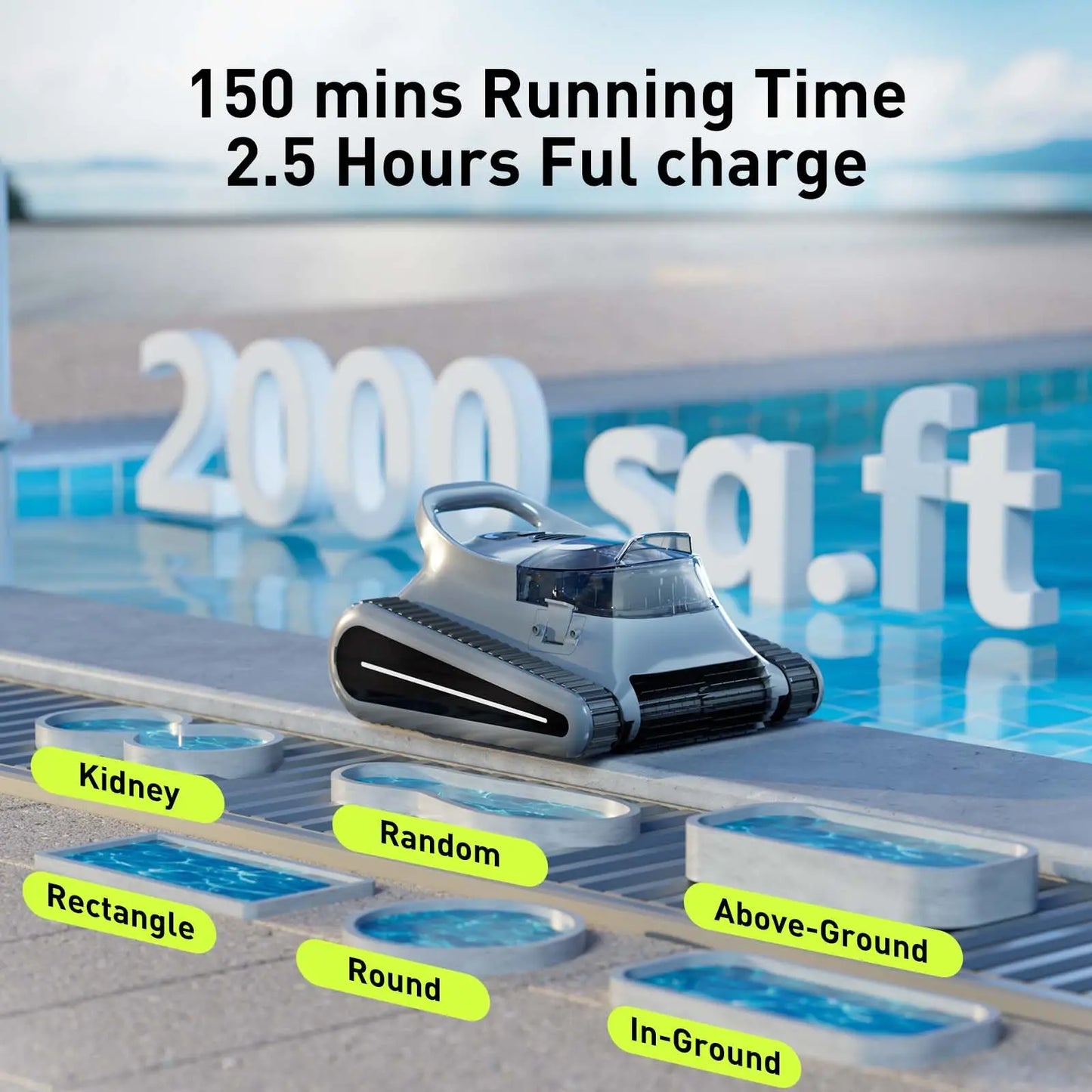 Cordless Automatic Robotic Pool Cleaner | Smart Wall Climbing Pool Vacuum