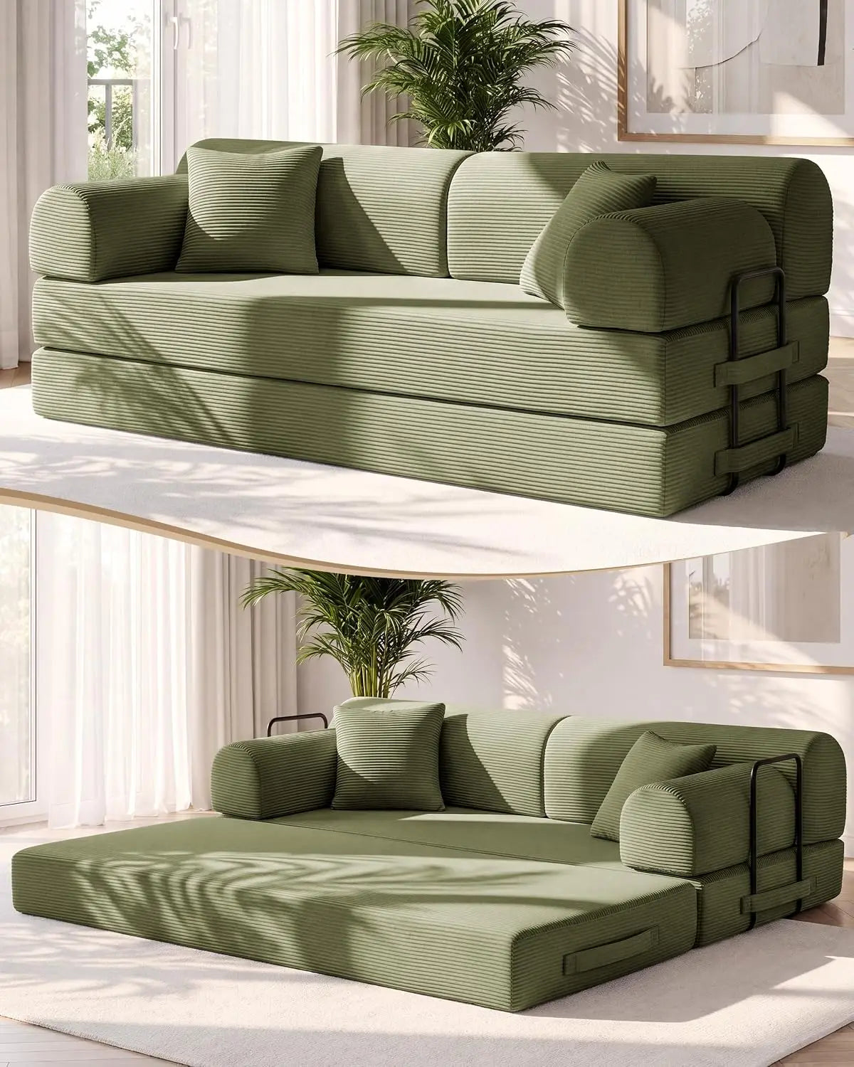 78.8-Inch Convertible Futon Sofa Bed with High Back