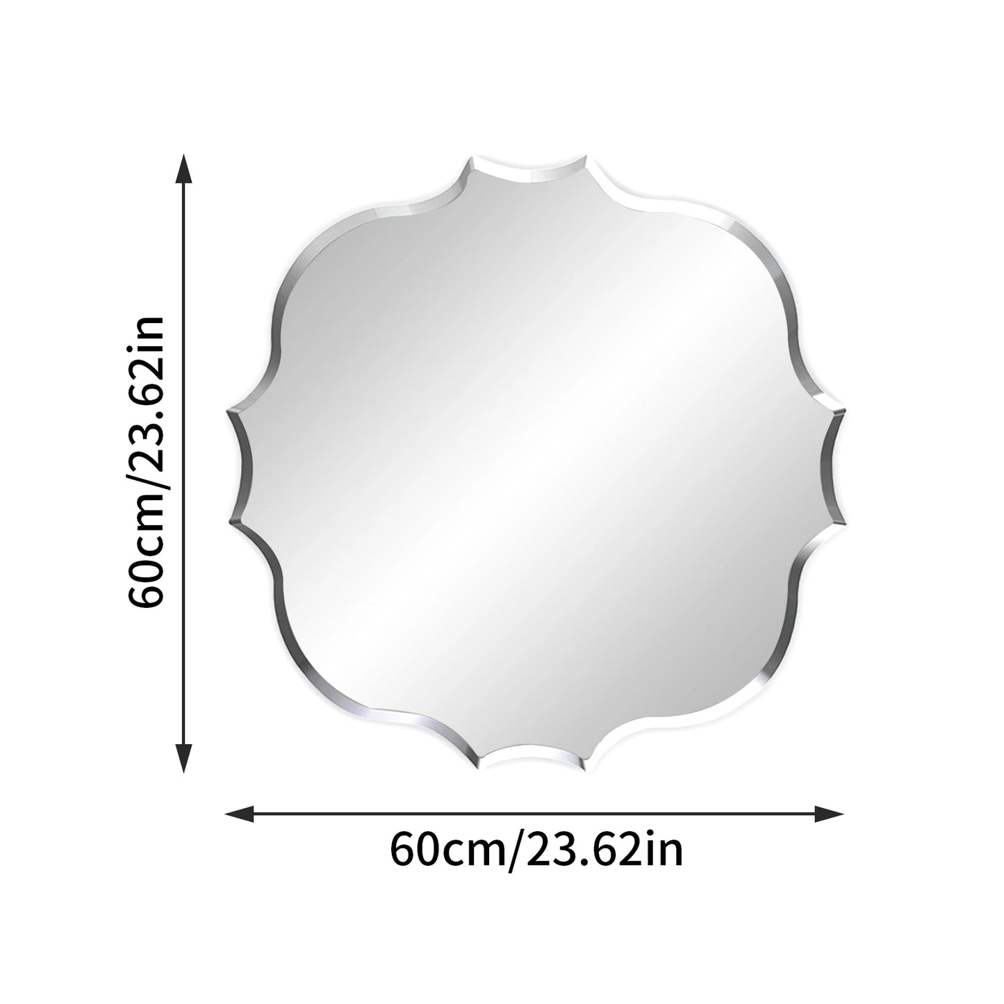 Wisfor Scalloped Edge Beveled Frameless Bathroom Wall Mirror for Living romm, Bedroom, Entrance