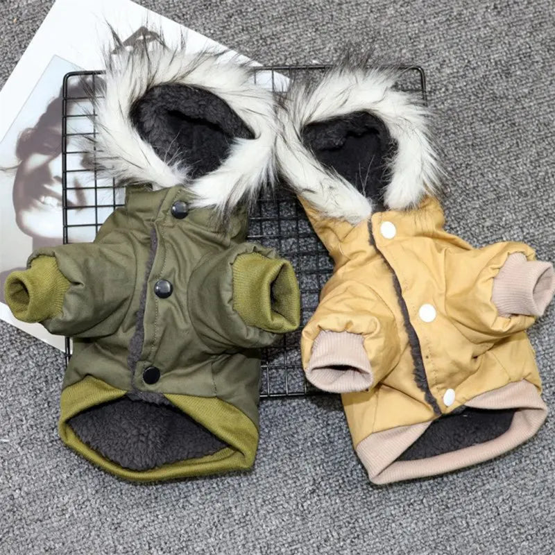 Luxury Winter Dog Parka . Thick Warm Hooded Pet Coat Jacket