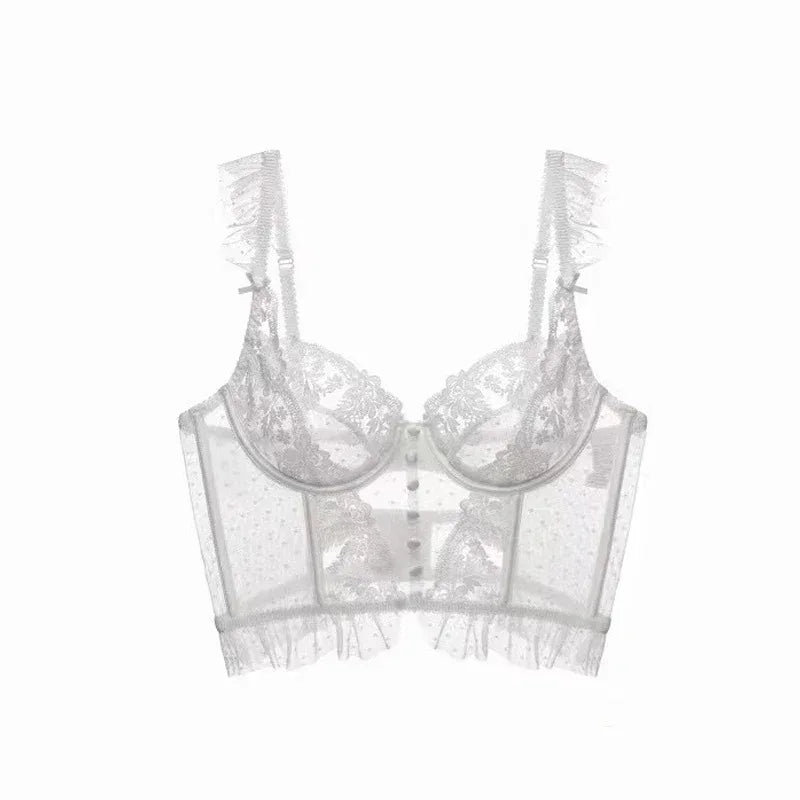 Women's Floral Lace Babydoll Lingerie Set. Sheer Nightdress with Matching Panties