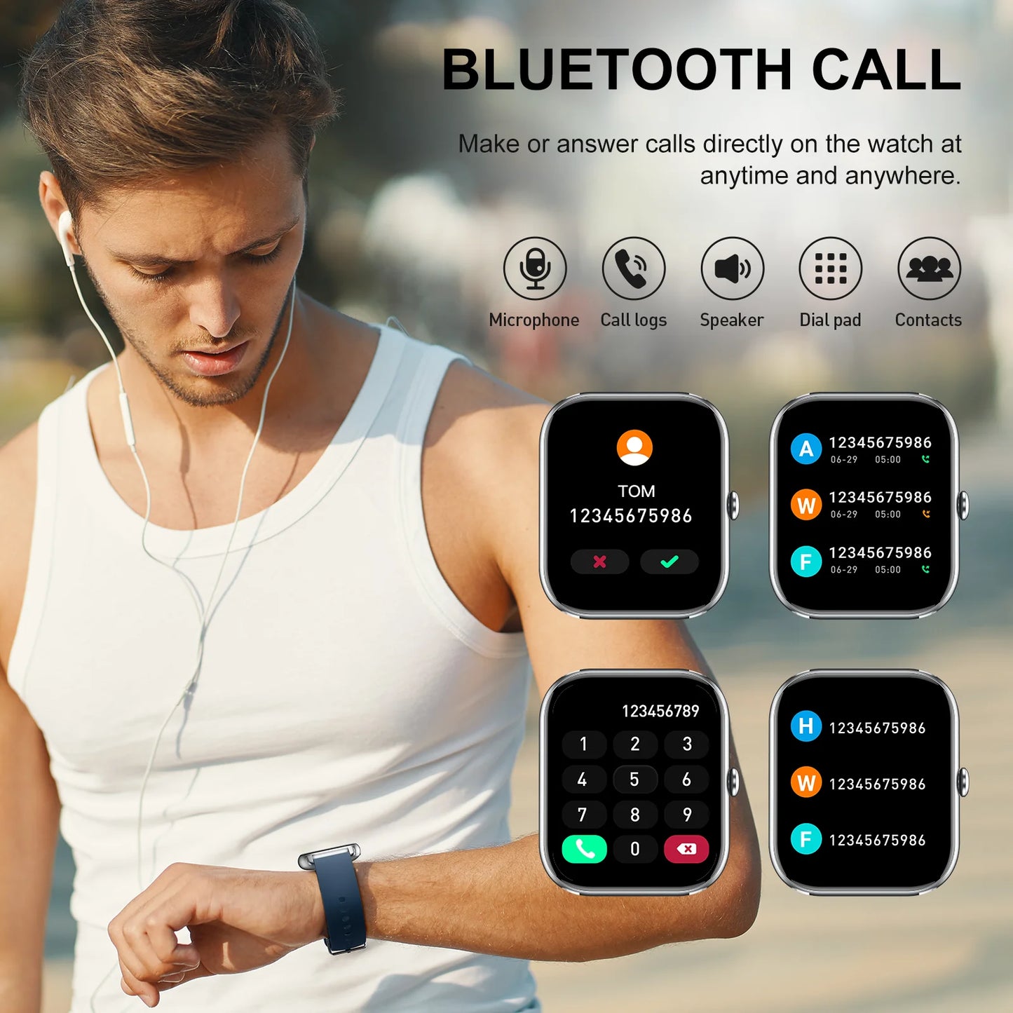 Bluetooth Smart Watch with Fitness Tracking, Calls & Notifications