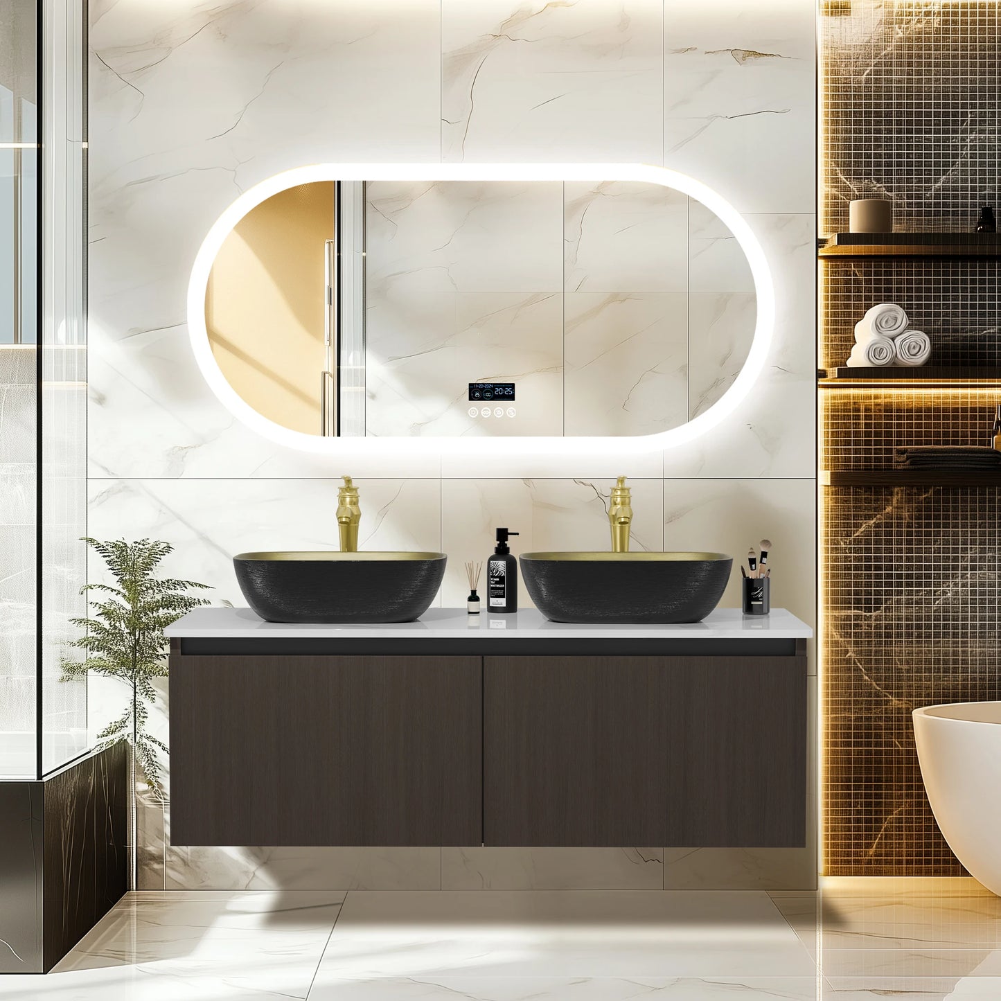 Floating Wall Mounted Vanity With Sink Ceramic Basin Faucet